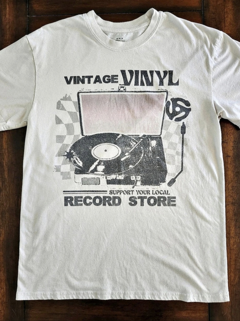 Vintage Vinyl Support Your Local Record Store Graphic Tee Medium